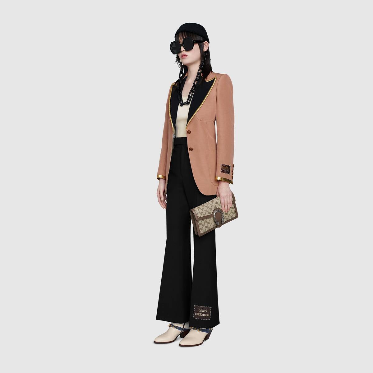 Wool silk flare pant with Gucci Eterotopia - 2