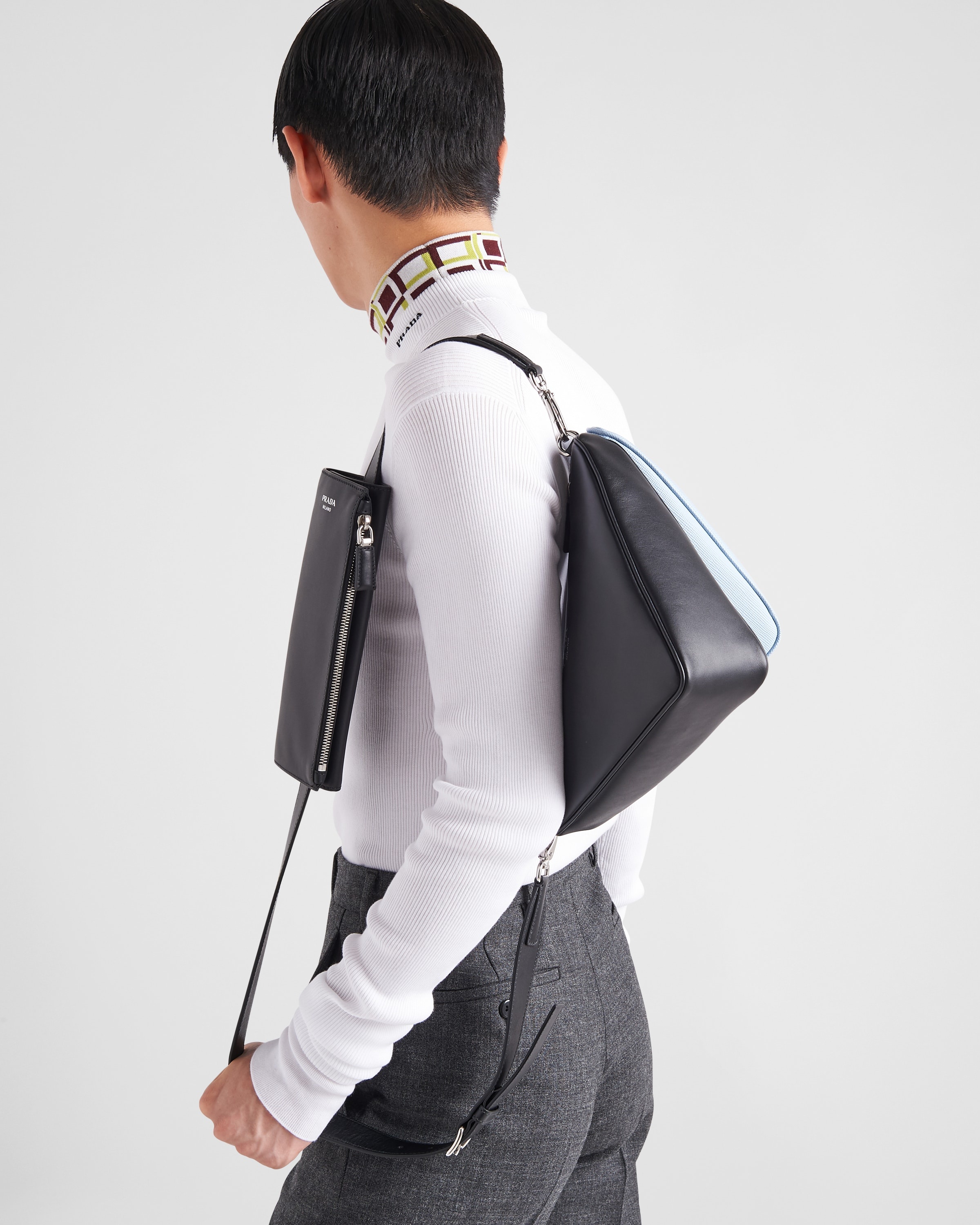 Saffiano leather and leather shoulder bag - 8
