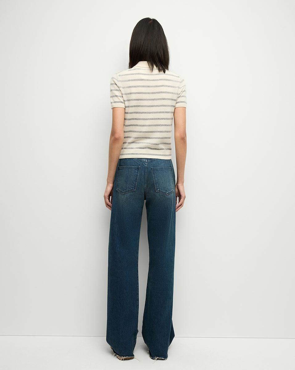 BRANDT STRIPED CASHMERE POLO - 6