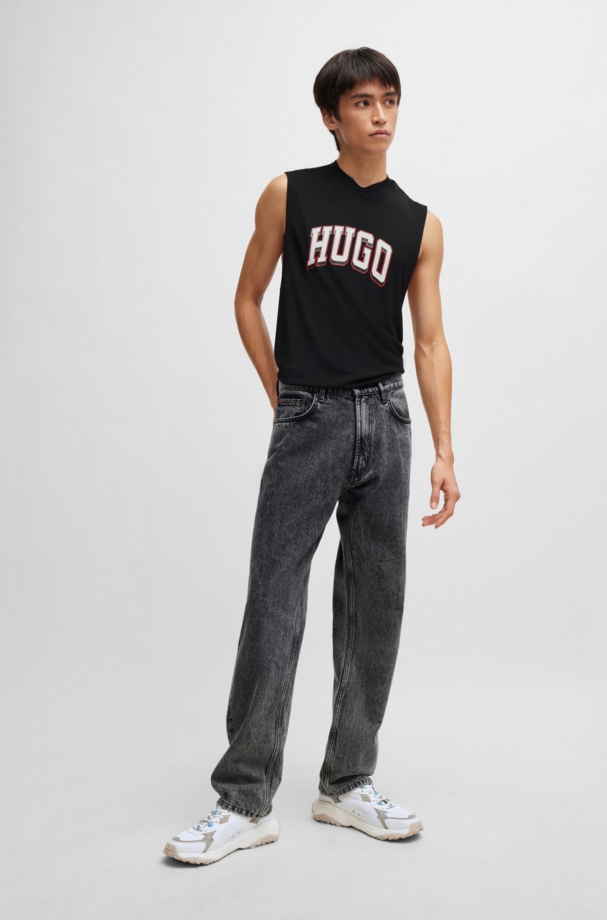 REGULAR-FIT REGULAR-RISE JEANS IN GRAY DENIM - 3