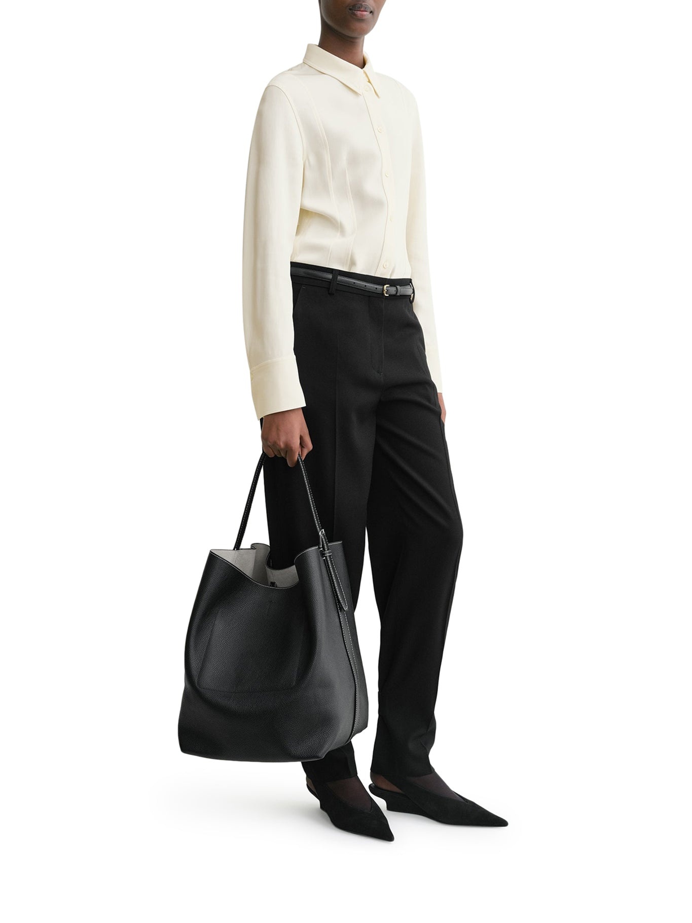 BELTED TOTE BLACK GRAIN - 2
