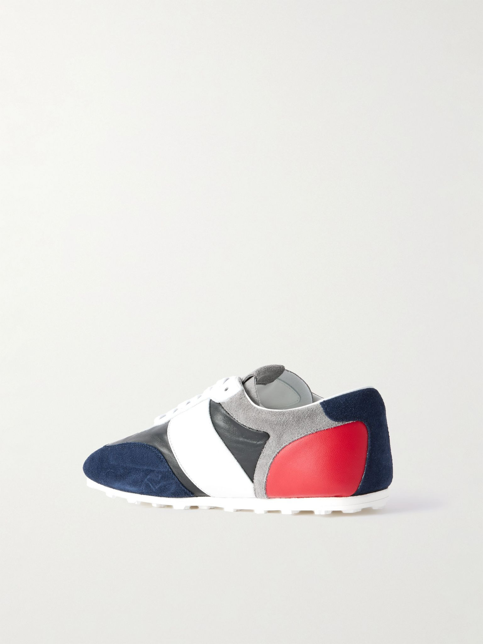 Logo-Embroidered Suede-Trimmed Leather Sneakers Black - 4