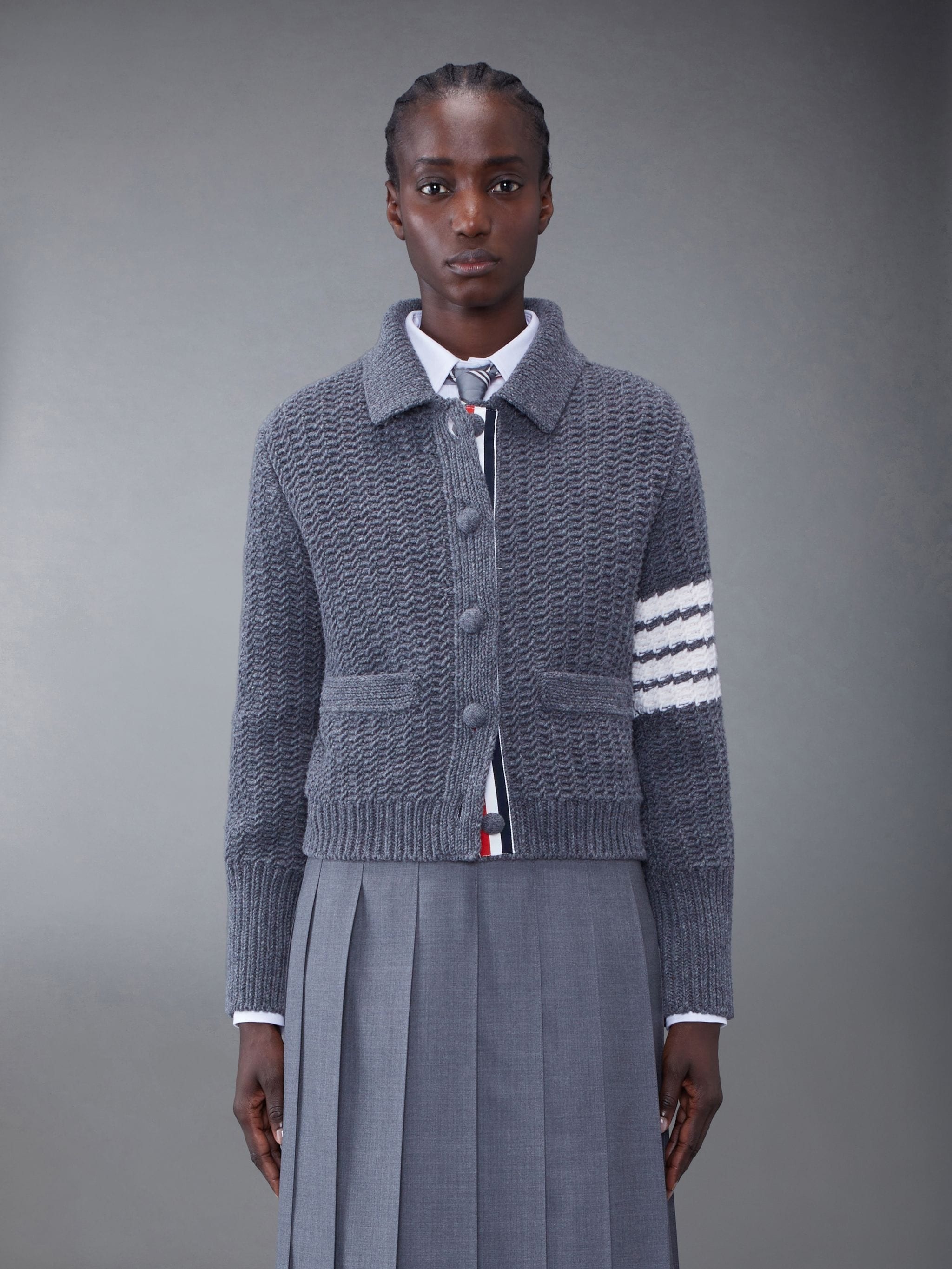 Thom Browne Chunky Merino 4-bar Polo Cardigan Jacket