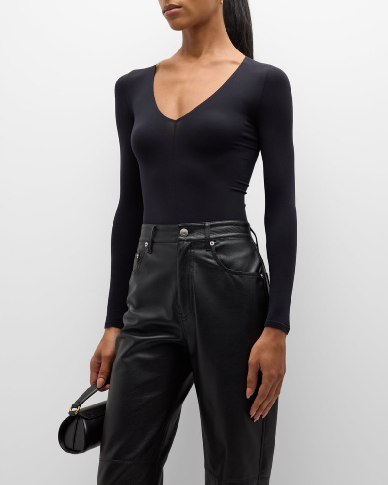 commando Ballet Long-Sleeve V-Neck Microfiber Bodysuit outlook