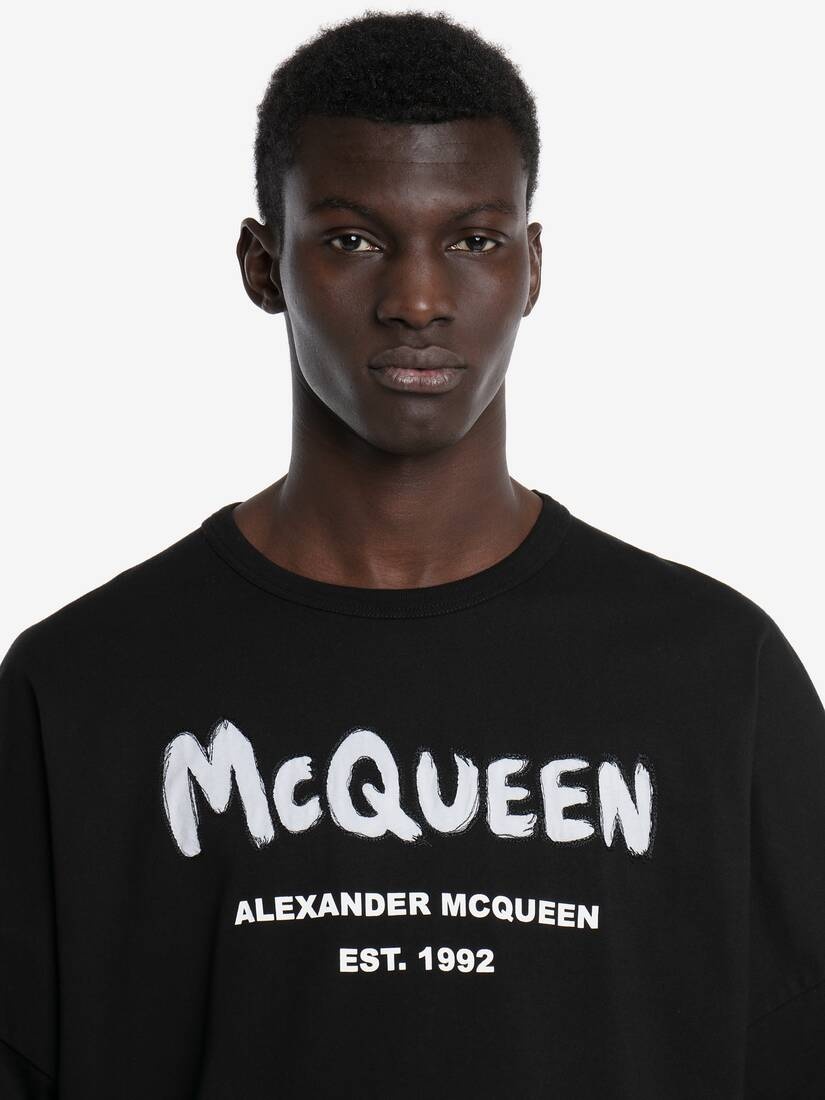 Mcqueen Graffiti Oversized Sweatshirt in Black/white - 5