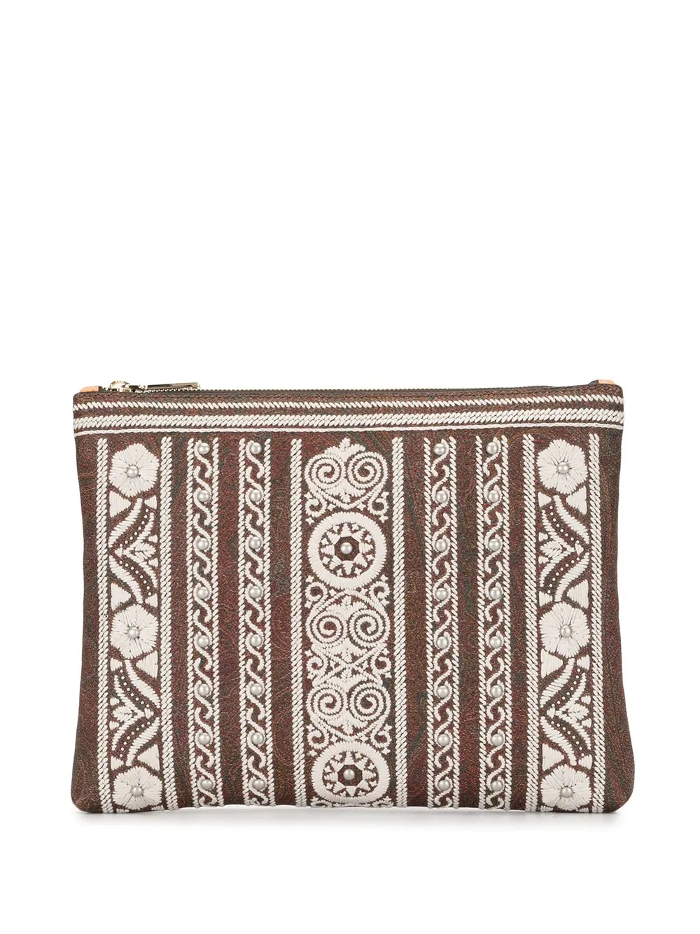 floral embroidered clutch bag - 1