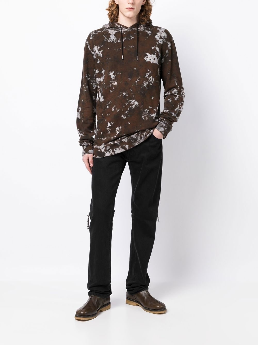 marbled long-sleeve hoodie - 2