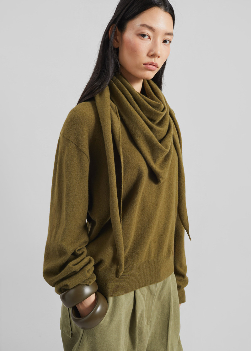 Vermont Scarf Sweater - Olive 7