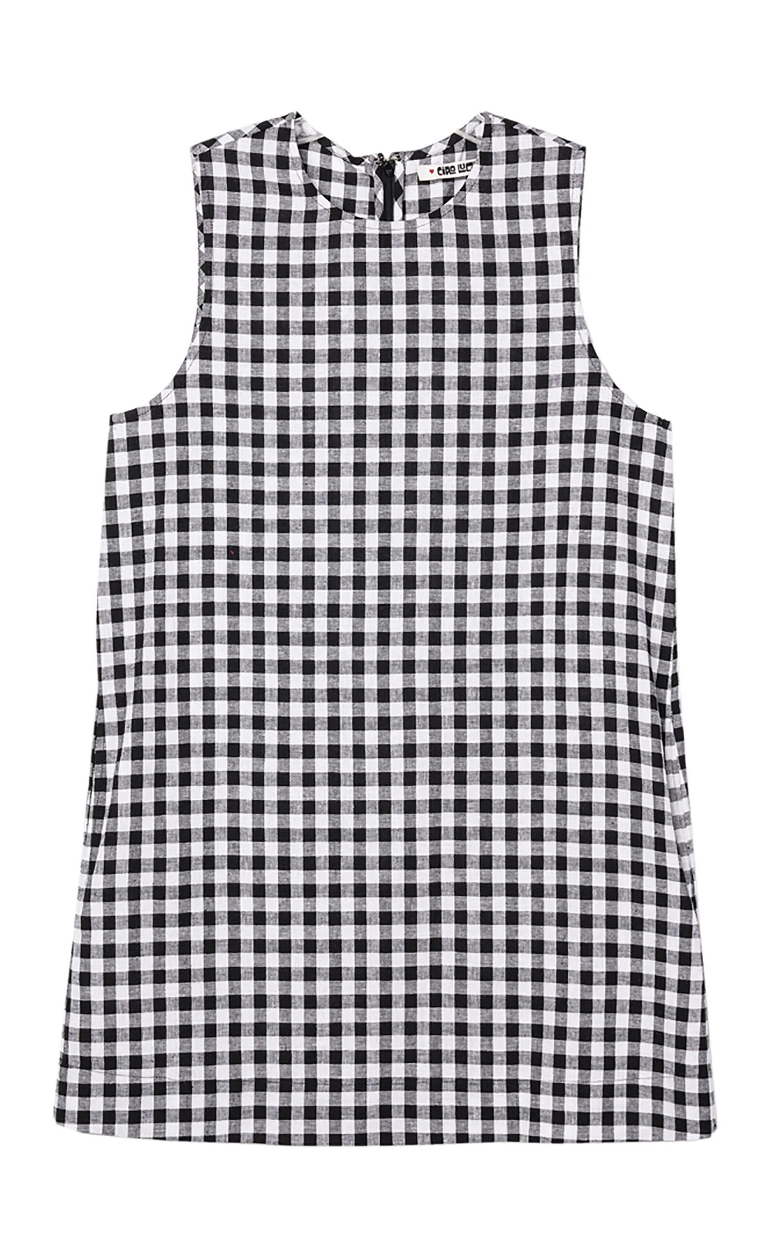 Indus Gingham Linen-Blend Mini Dress black - 1