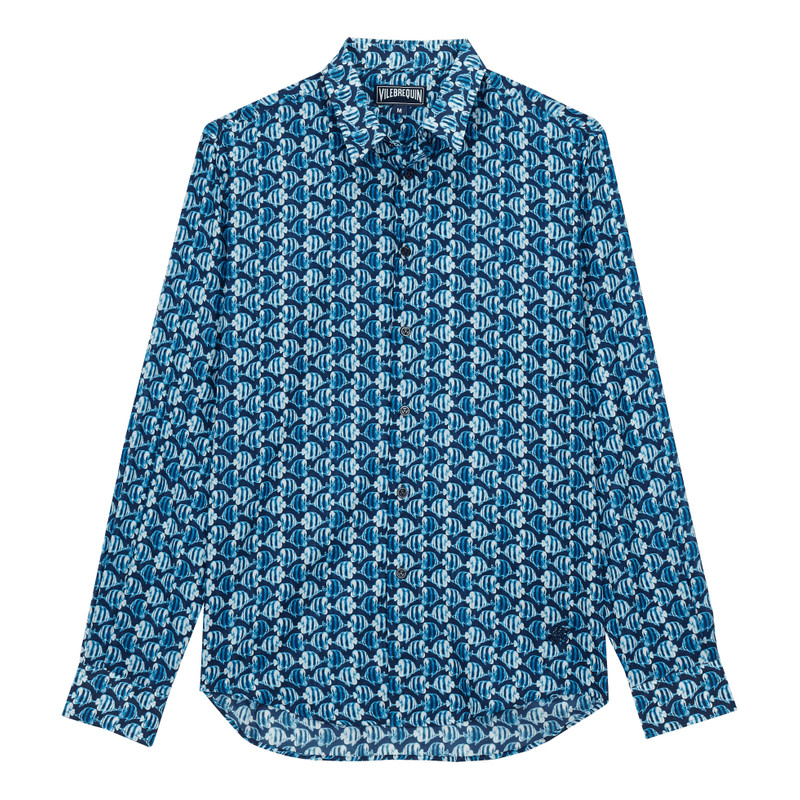 Unisex Cotton Voile Summer Shirt Batik Fishes - 1