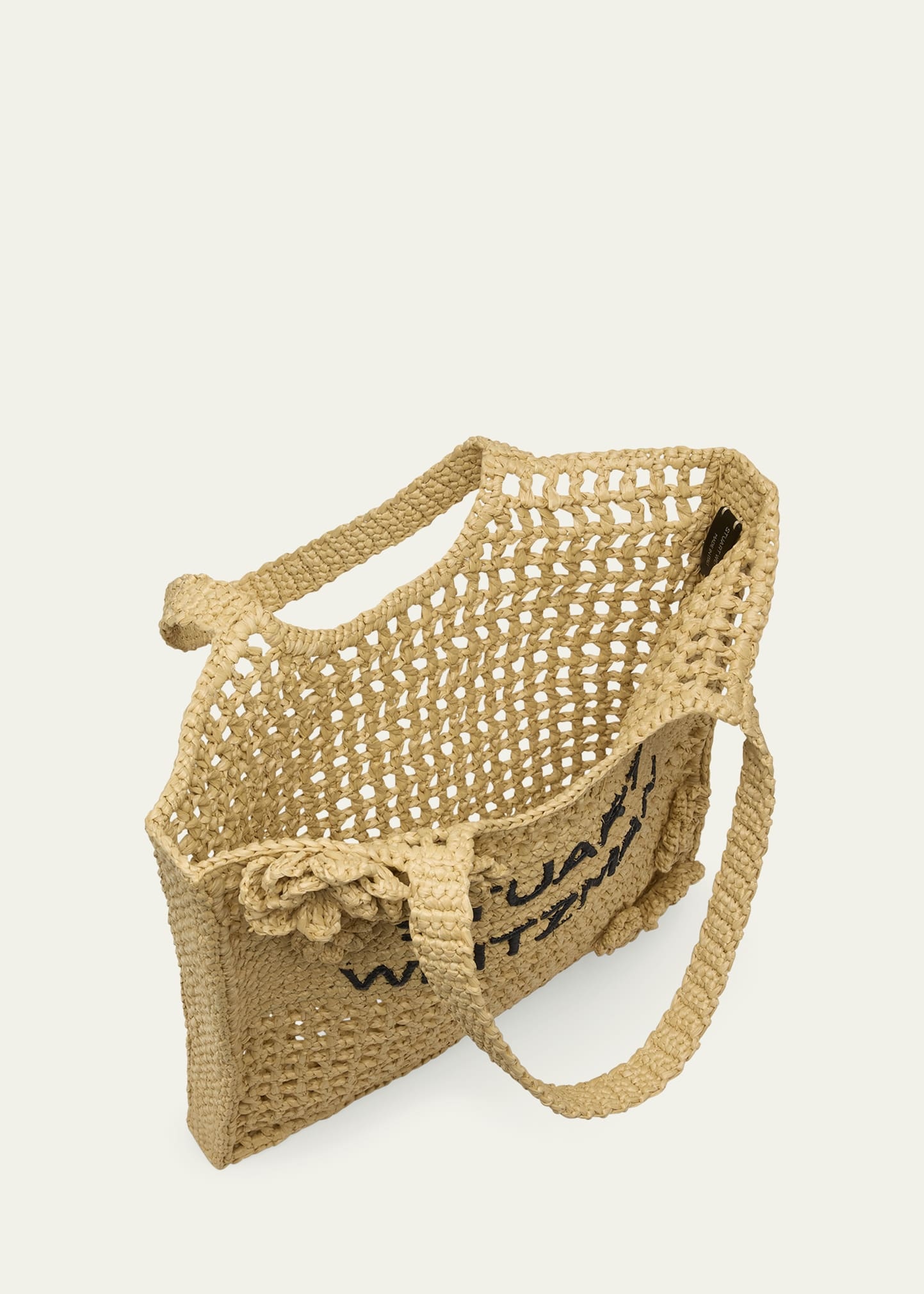 Magnolia Flower Raffia Tote Bag - 2