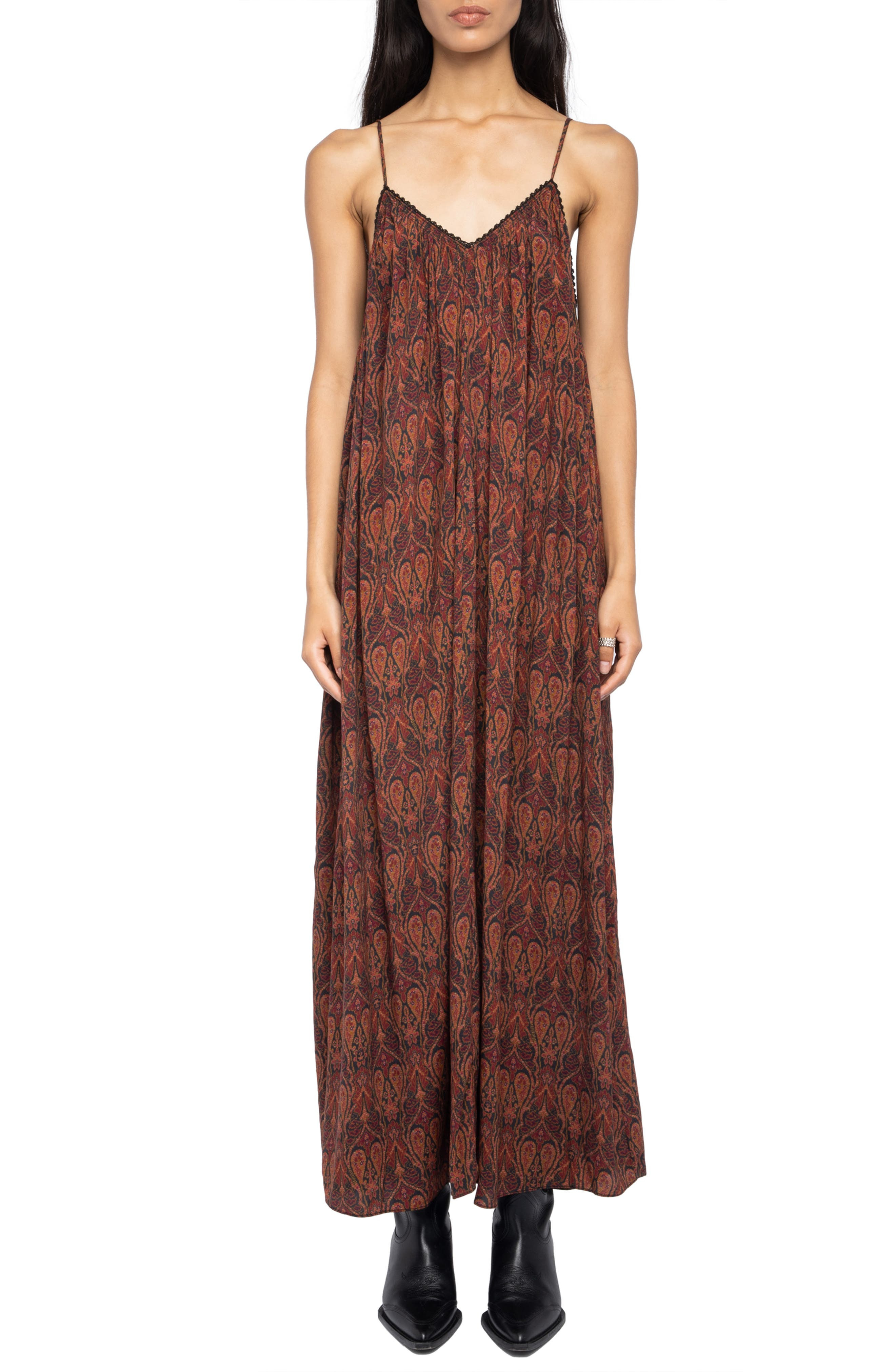 Zadig & Voltaire Ristym Paisley Print Slipdress in Black at Nordstrom - 1