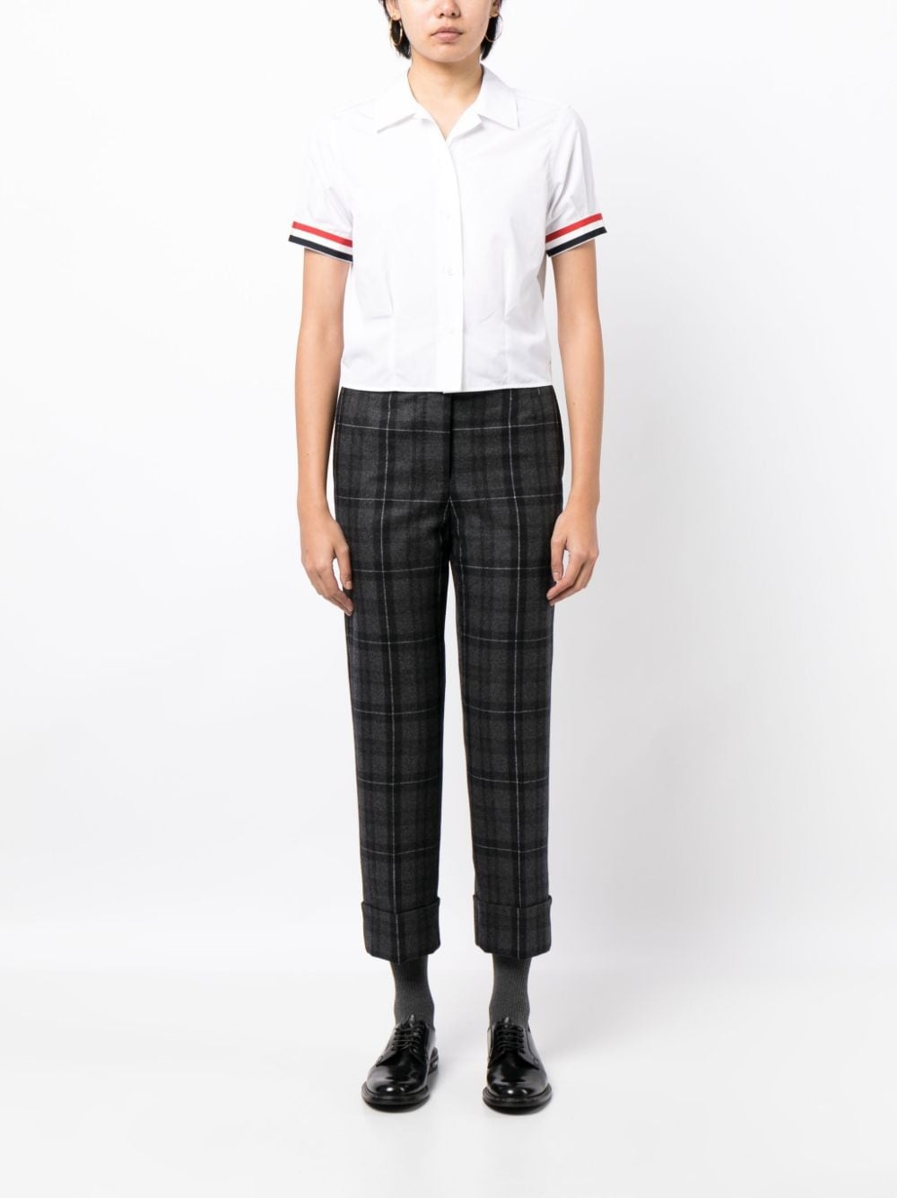 check-pattern cropped trousers - 2
