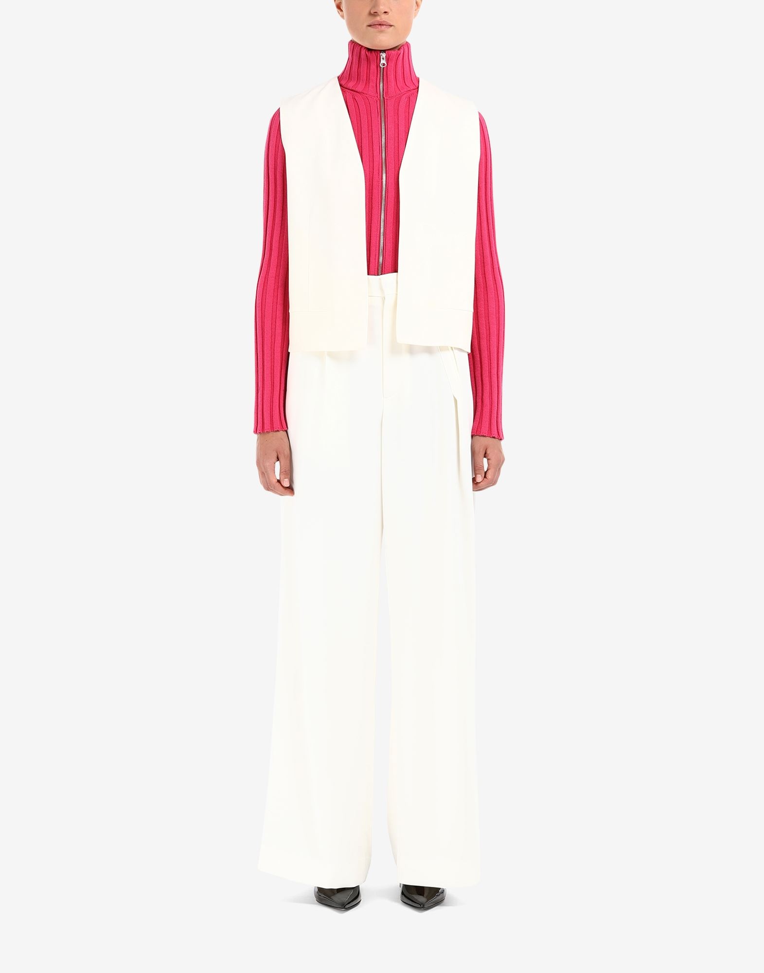 Minimal twill sleeveless jacket - 2