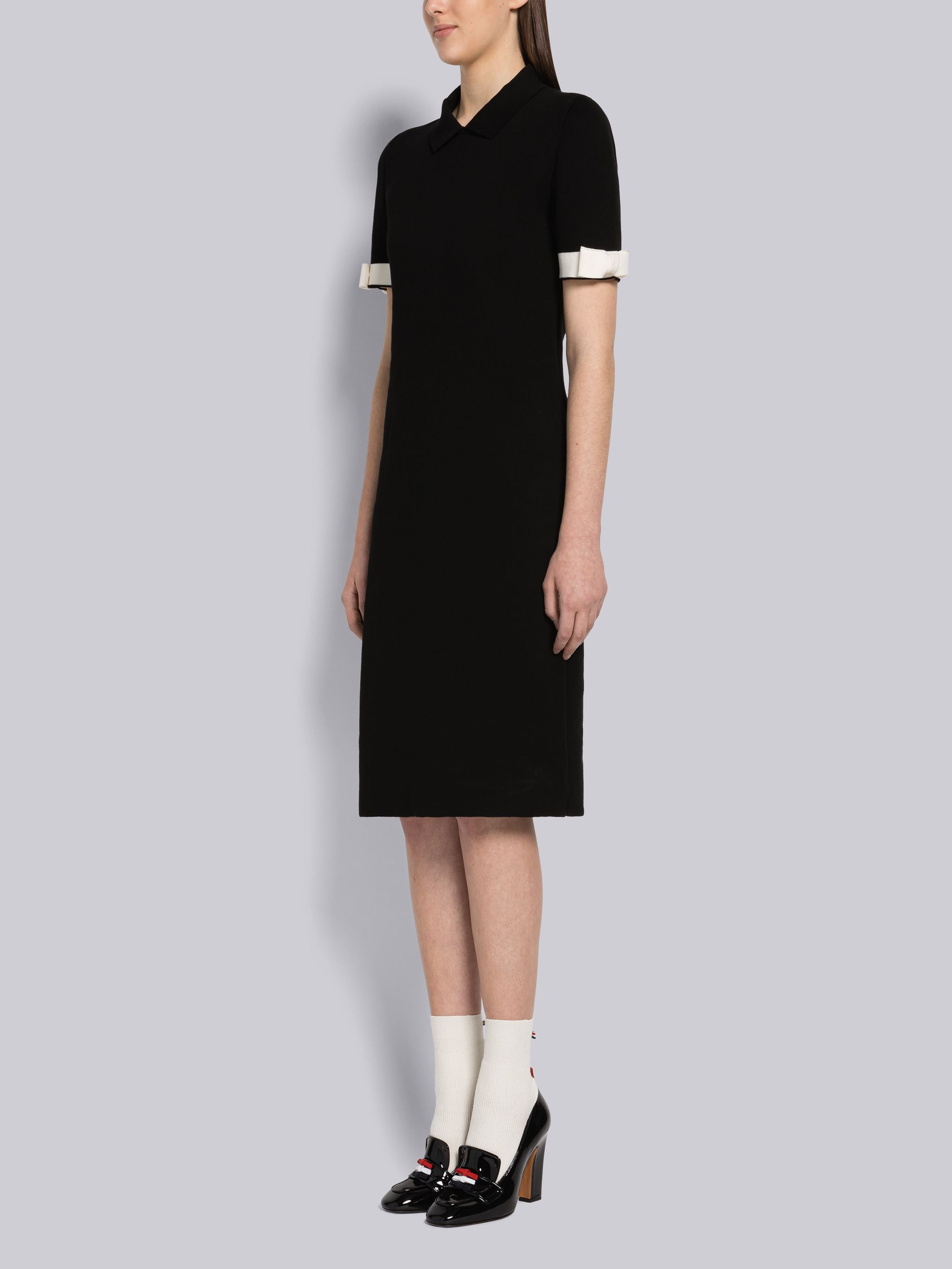 Double Face Cotton Bow Armband Pencil Dress - 2
