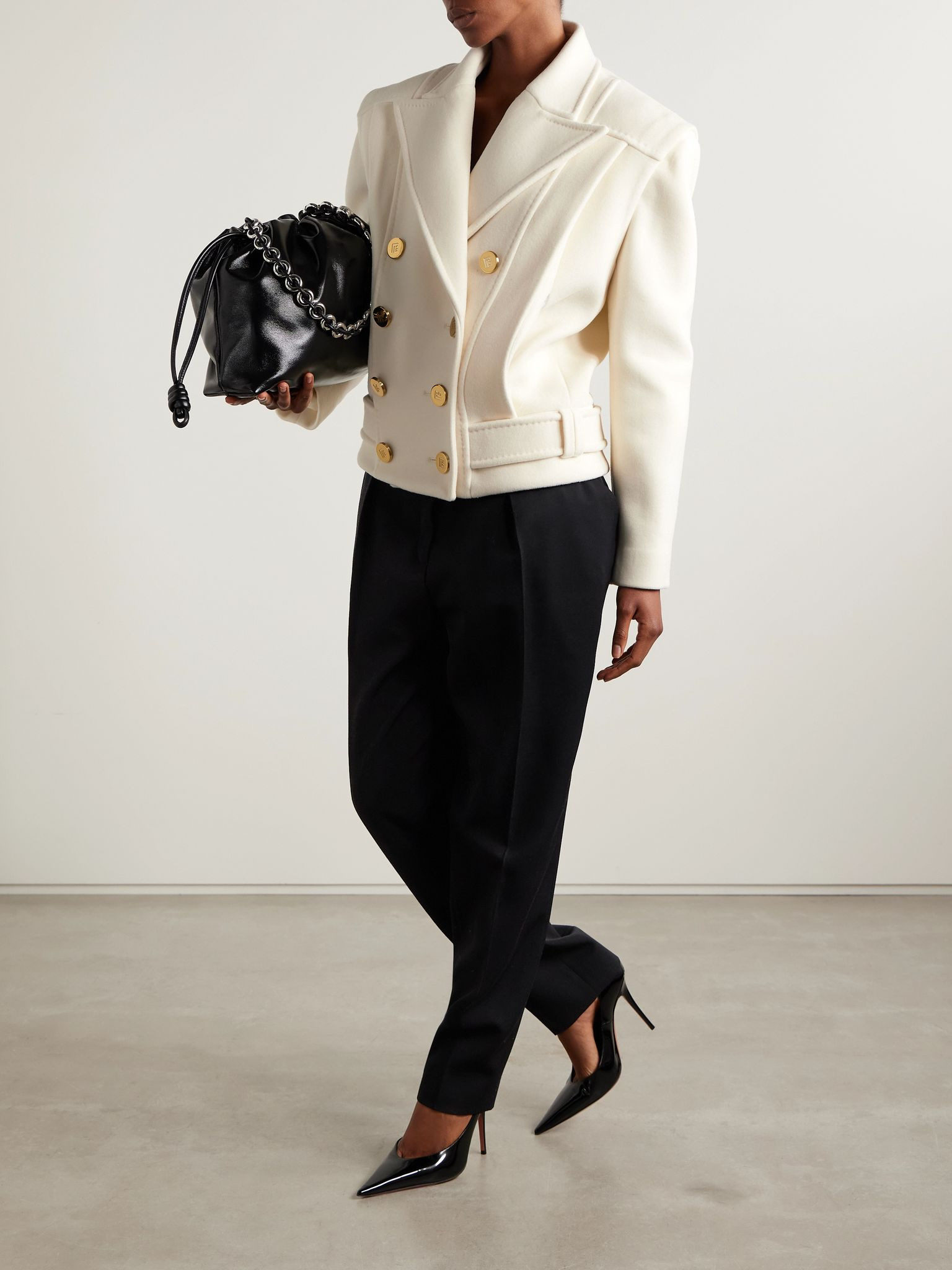 Double-breasted wool and cashmere-blend felt jacket White - 2