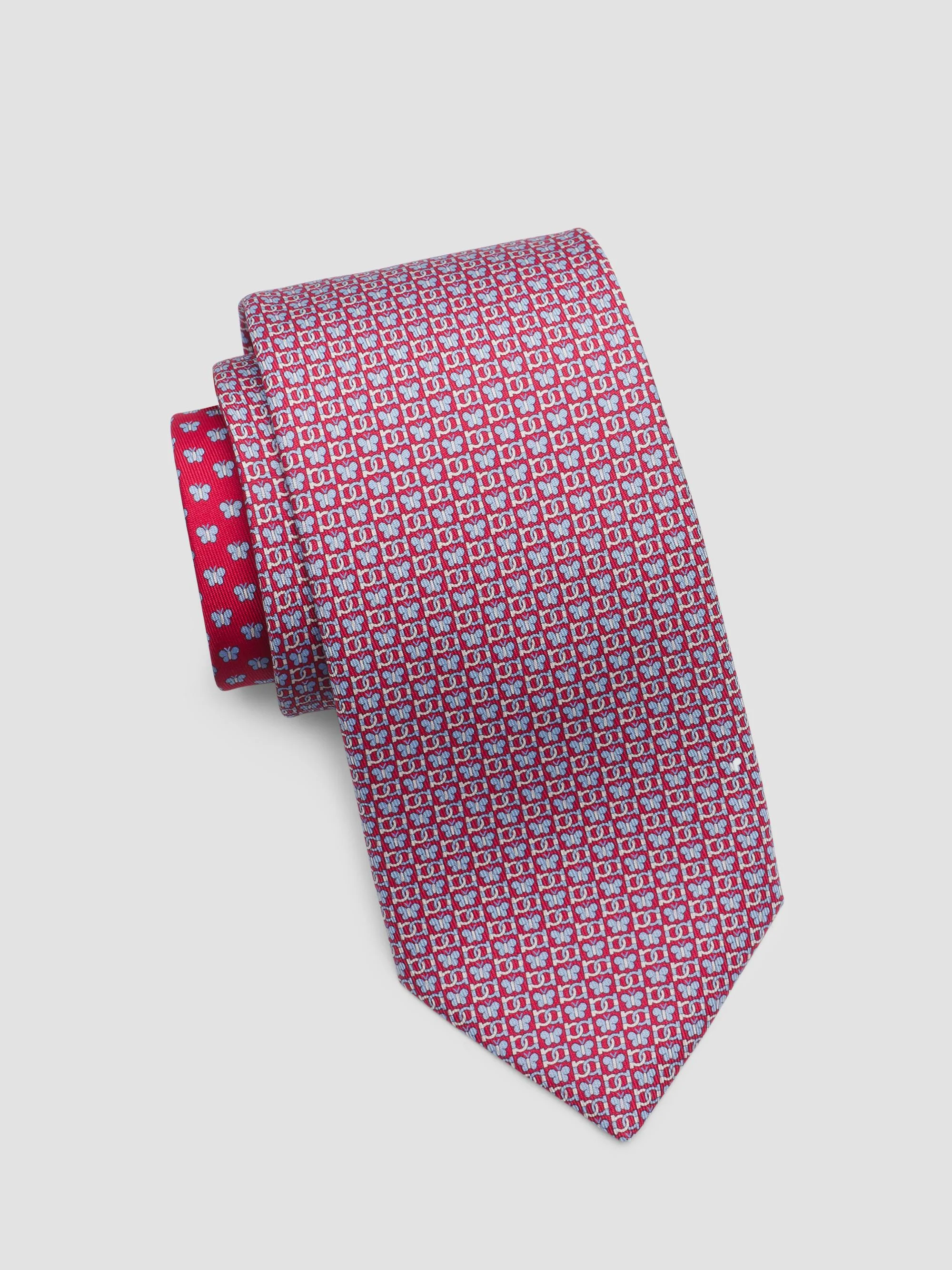 Men's Brigitte Printed Silk Tie - Red - 1