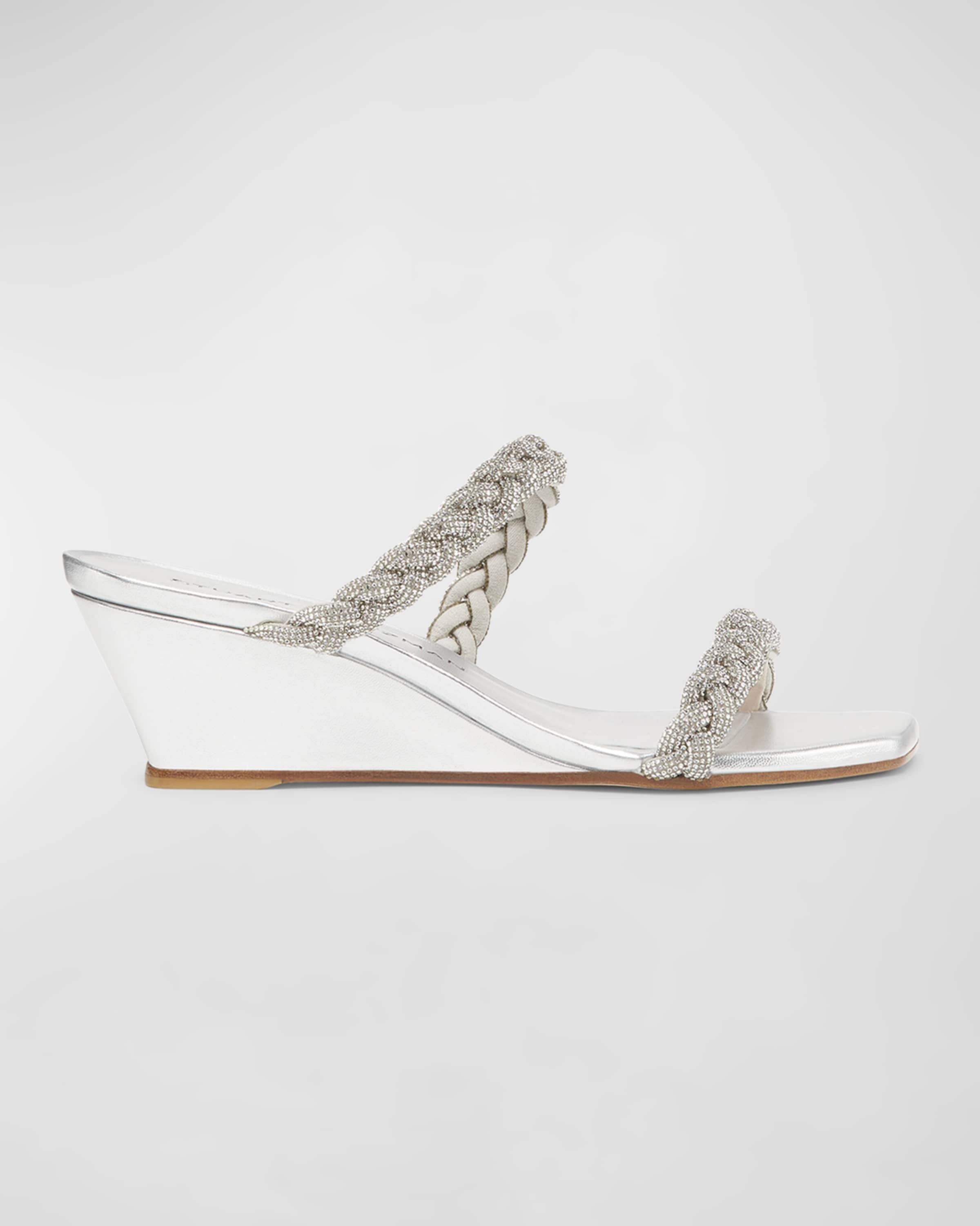 Highshine Crystal Braid Wedge Sandals - 1