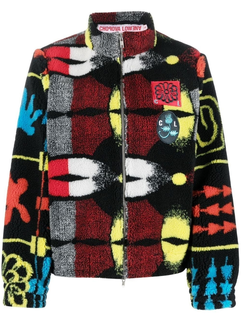 abstract-print zip-up bomber jacket - 1