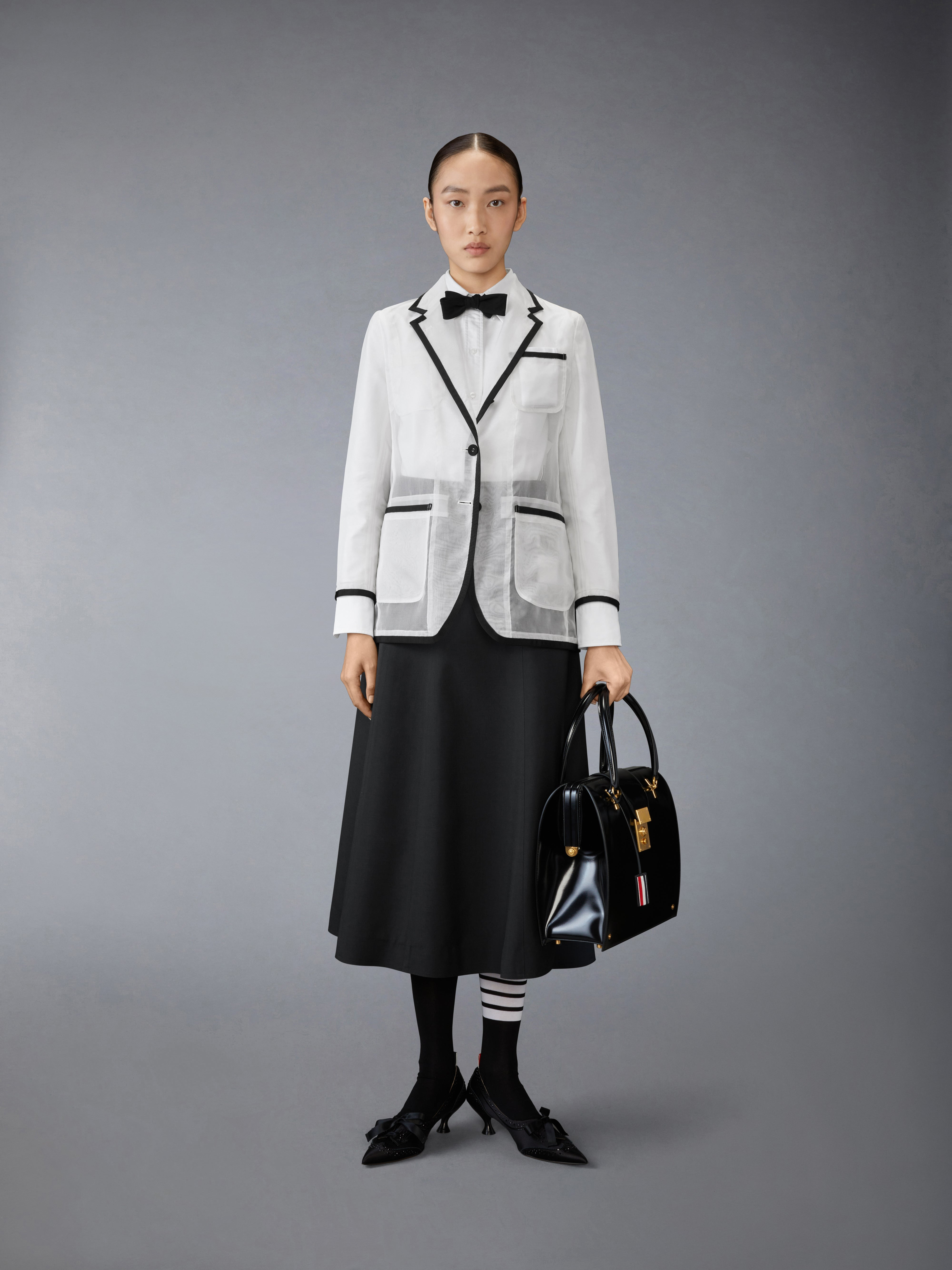 SILK ORGANZA ELONGATED JACKET - 4