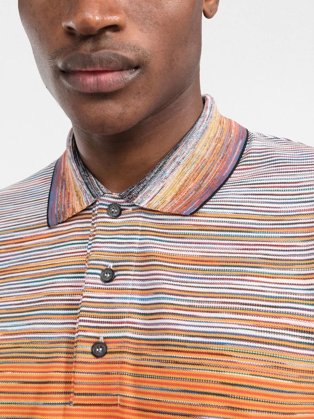 stripe knit short-sleeve polo shirt - 5