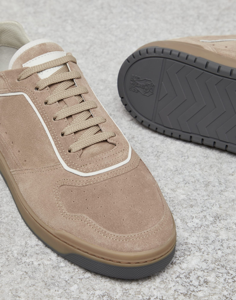 Washed suede basket sneakers 3