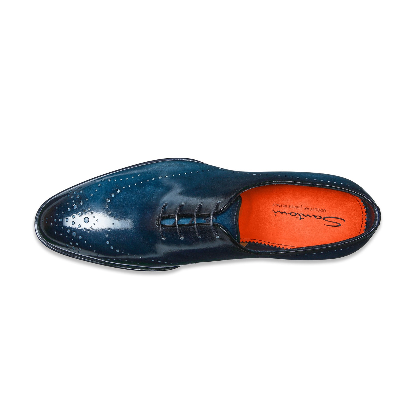 Men's blue leather Oxford brogue shoe - 4