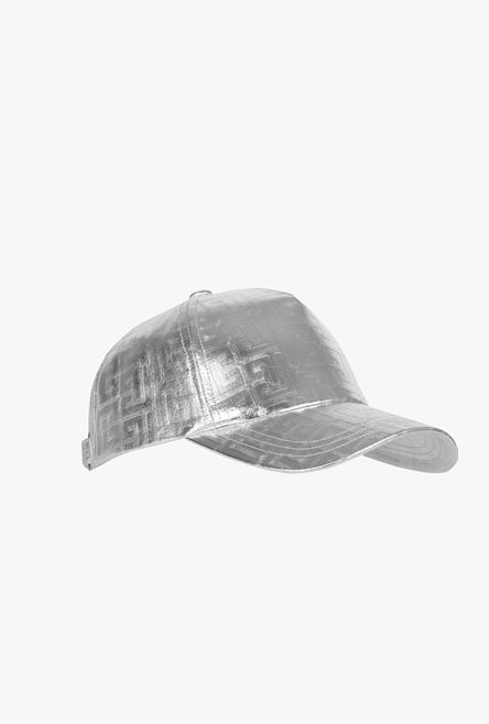 Silvery leather cap with Balmain monogram - 4