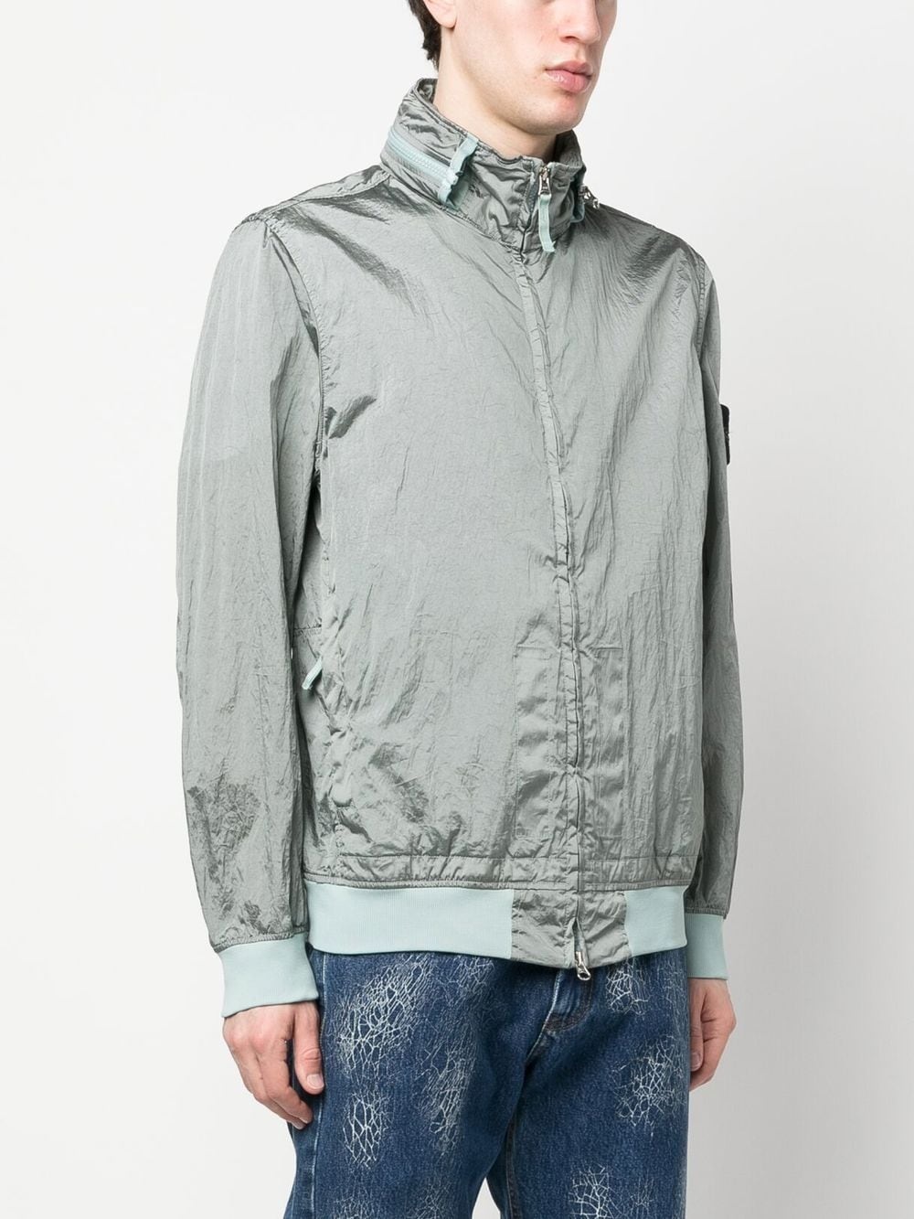 Compass-patch long-sleeved bomber jacket - 3