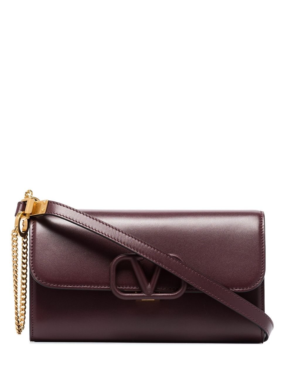 V logo leather clutch bag - 1