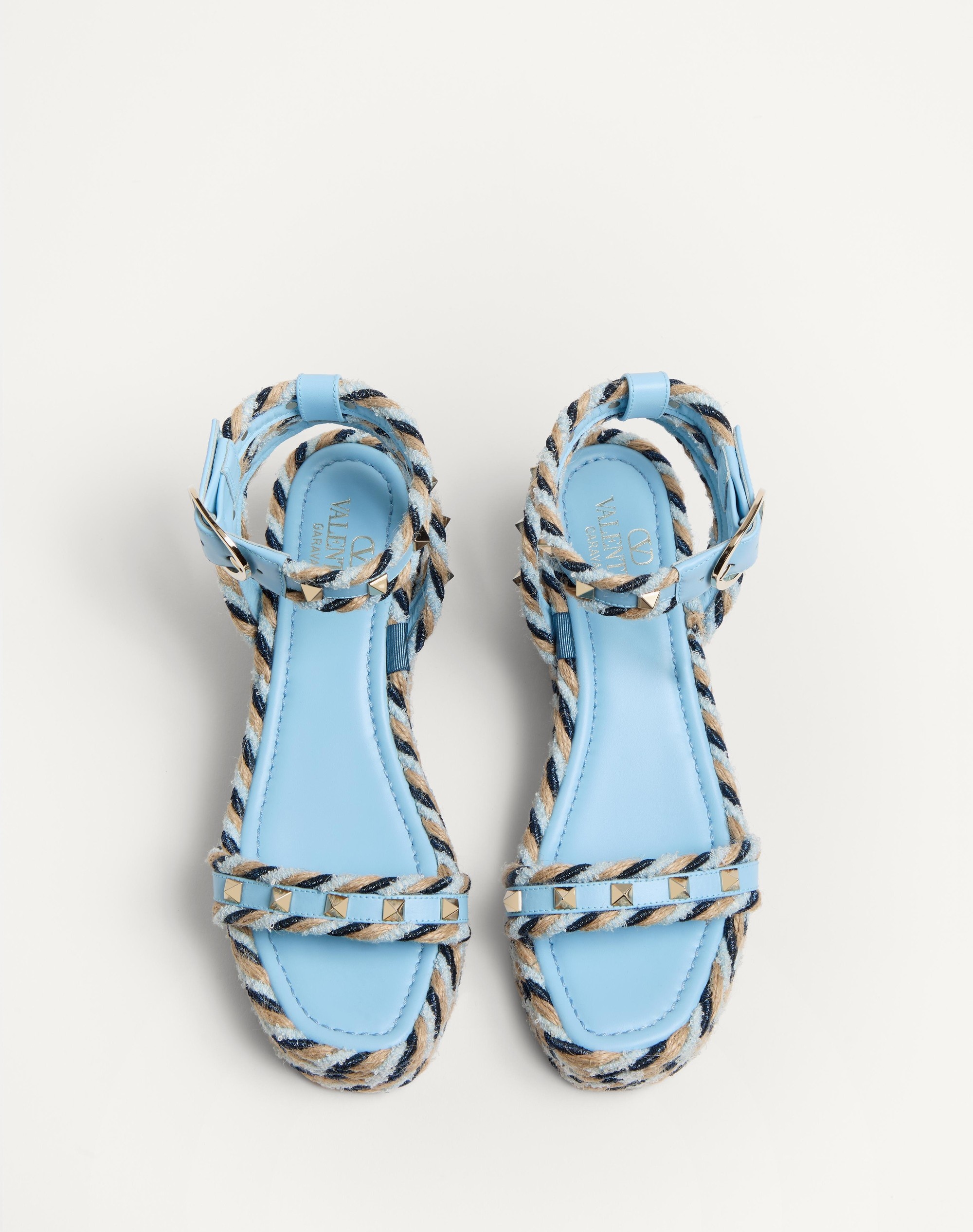 ROCKSTUD FLATFORM SANDAL IN CALFSKIN 45MM - 4