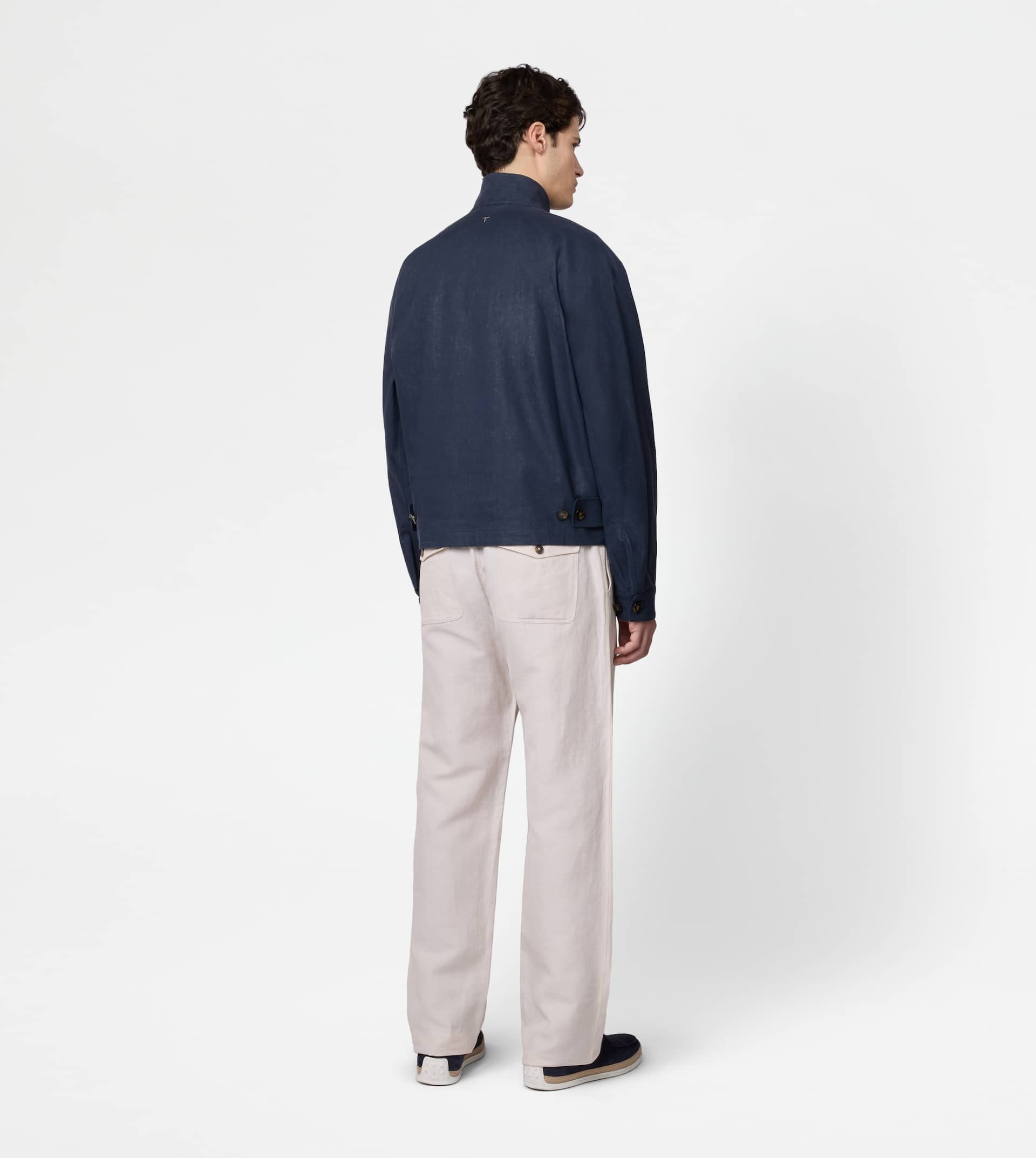 JACKET IN LINEN - BLUE - 5