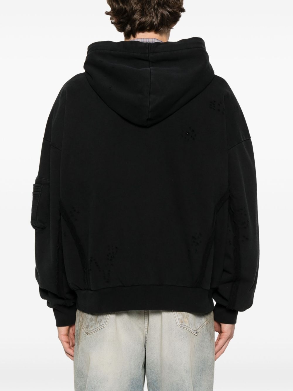 distressed zip-up hoodie - 4