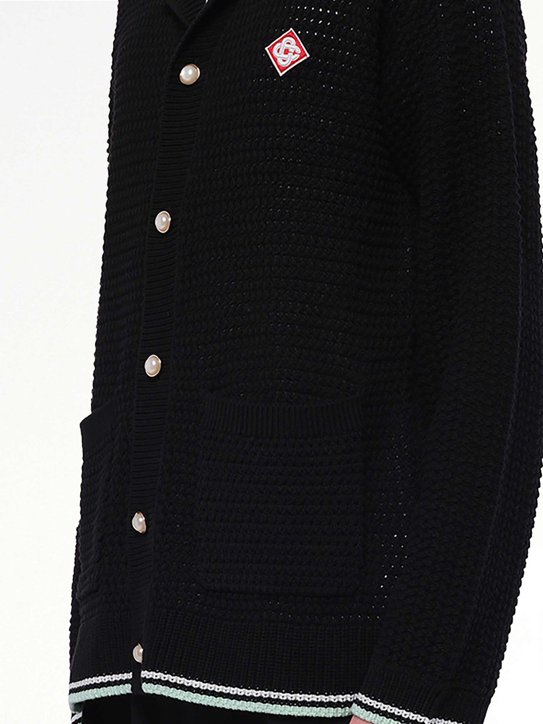 Embroidered Crochet Shirt in Black - 6