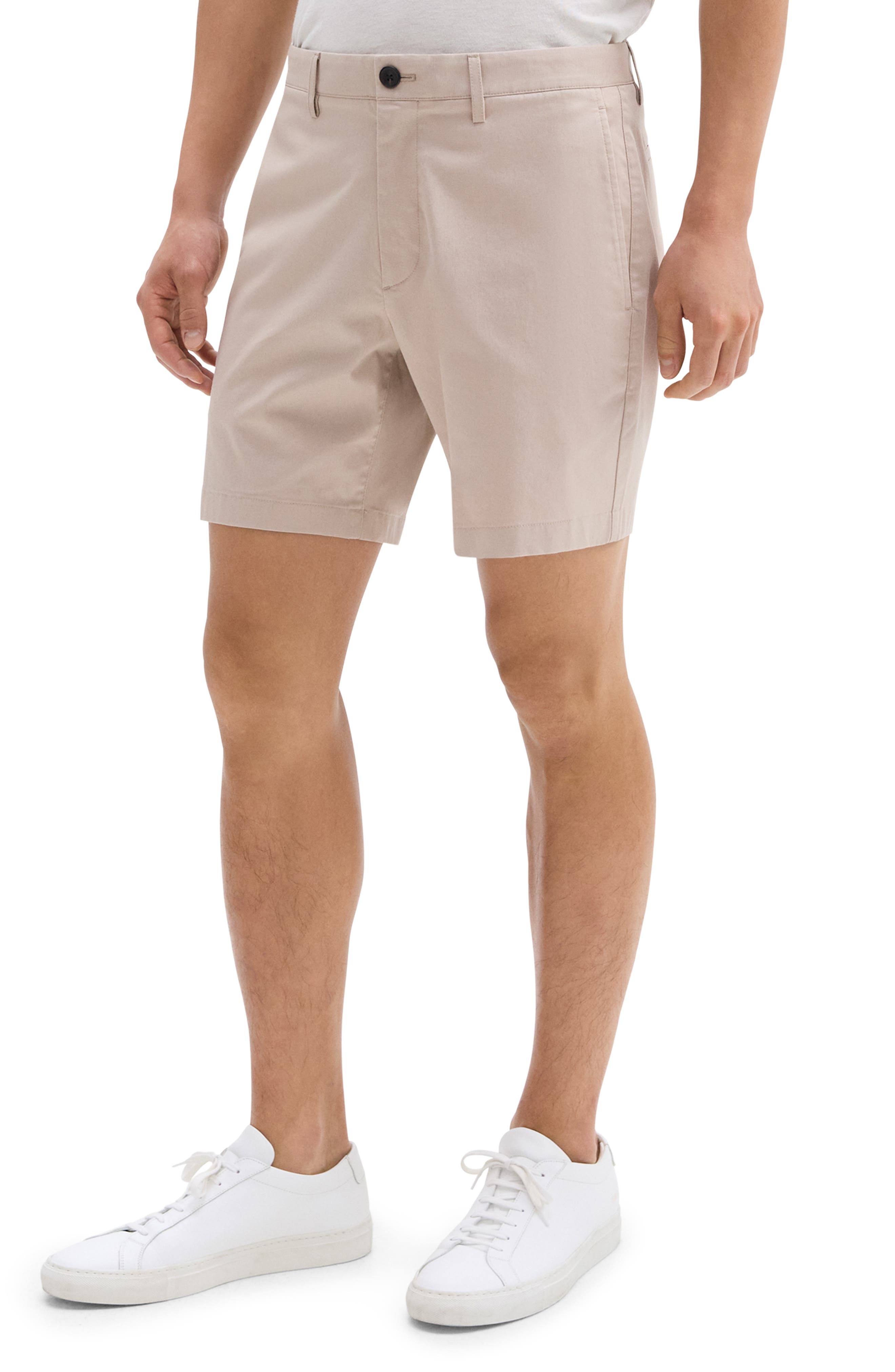 Theory Zaine Cotton Blend Shorts in Earl Grey at Nordstrom - 3