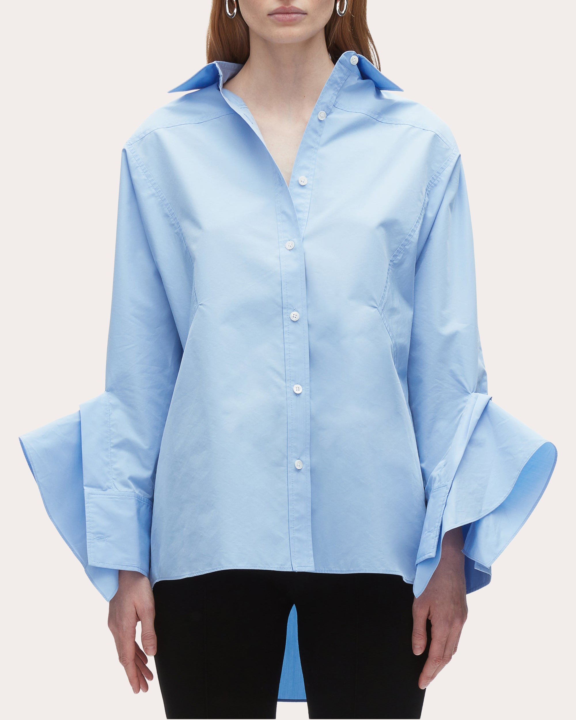 Oversized Ruffle-Trimmed Cotton Blend Shirt - 1