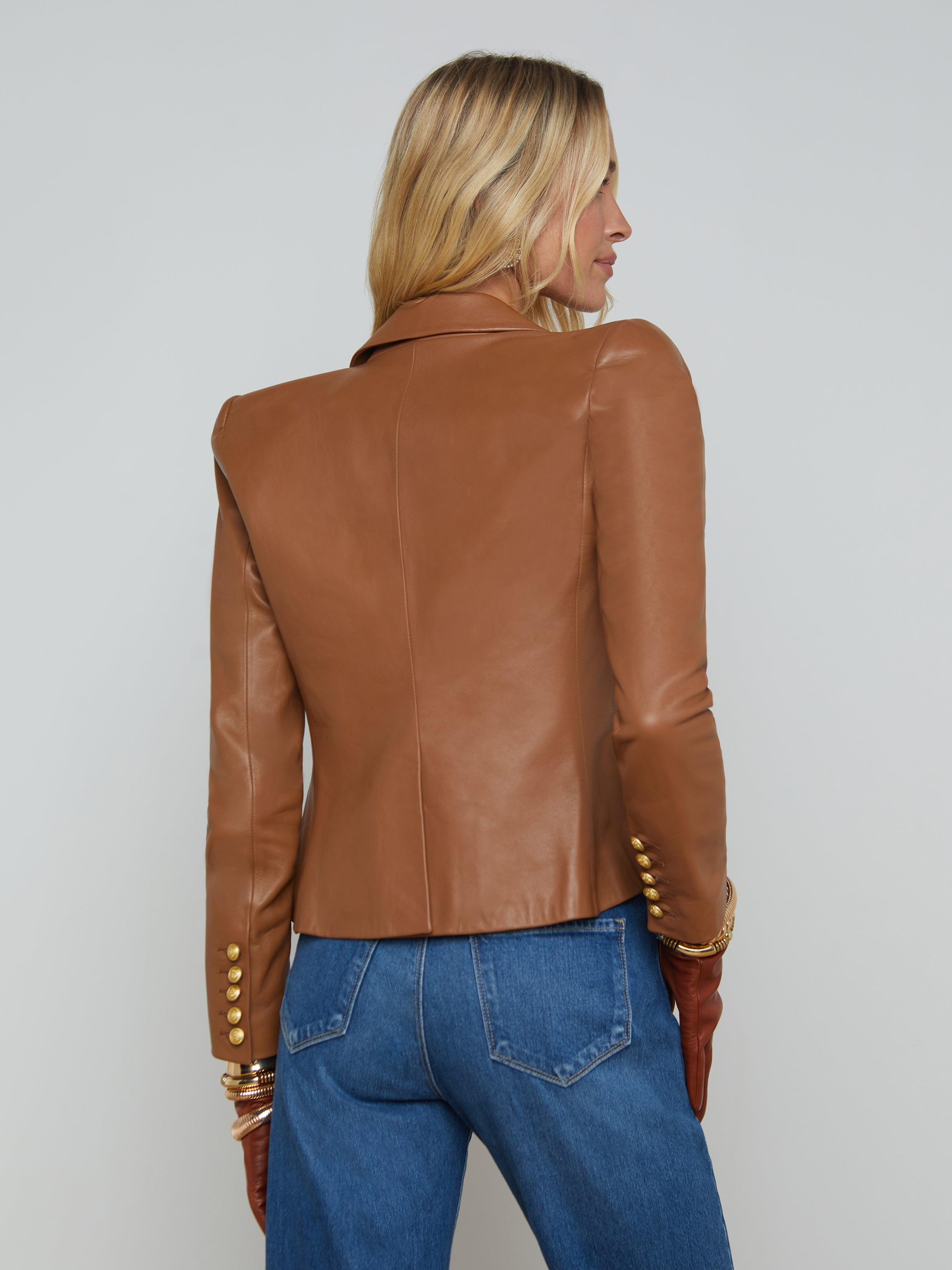 Bethany Leather Tapered Blazer - 5