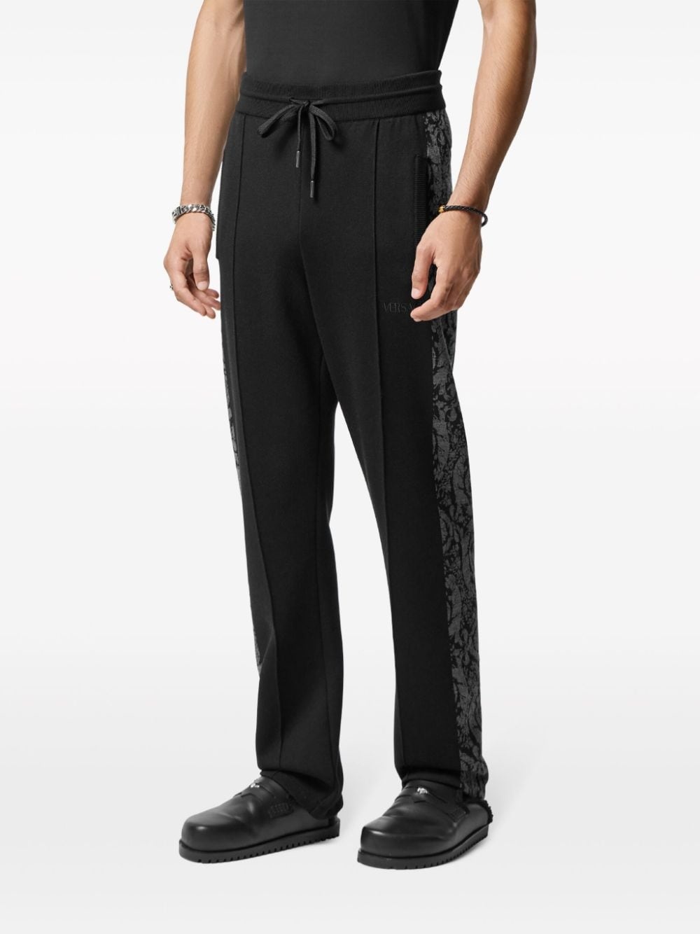 patterned-jacquard straight-leg trousers - 3