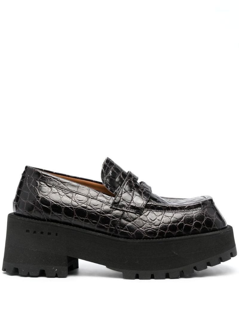 croco-embossed brogue shoes - 1