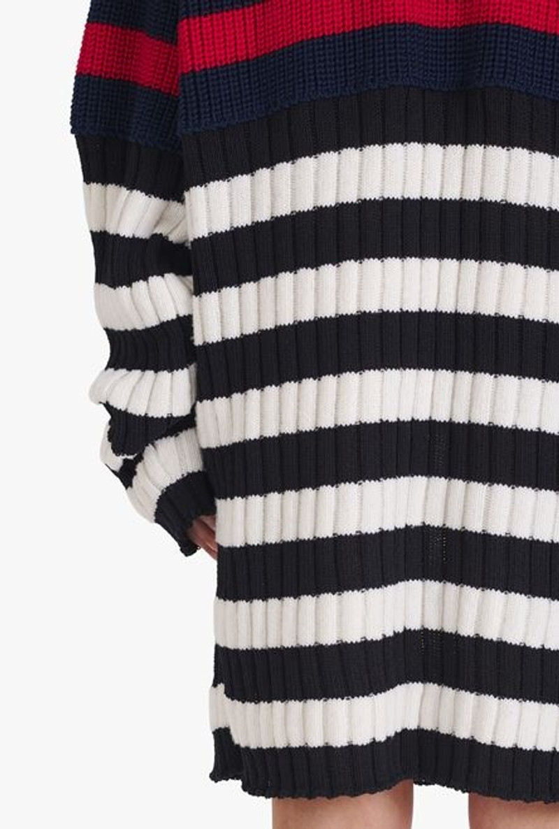 Red and black striped wool dress 9
