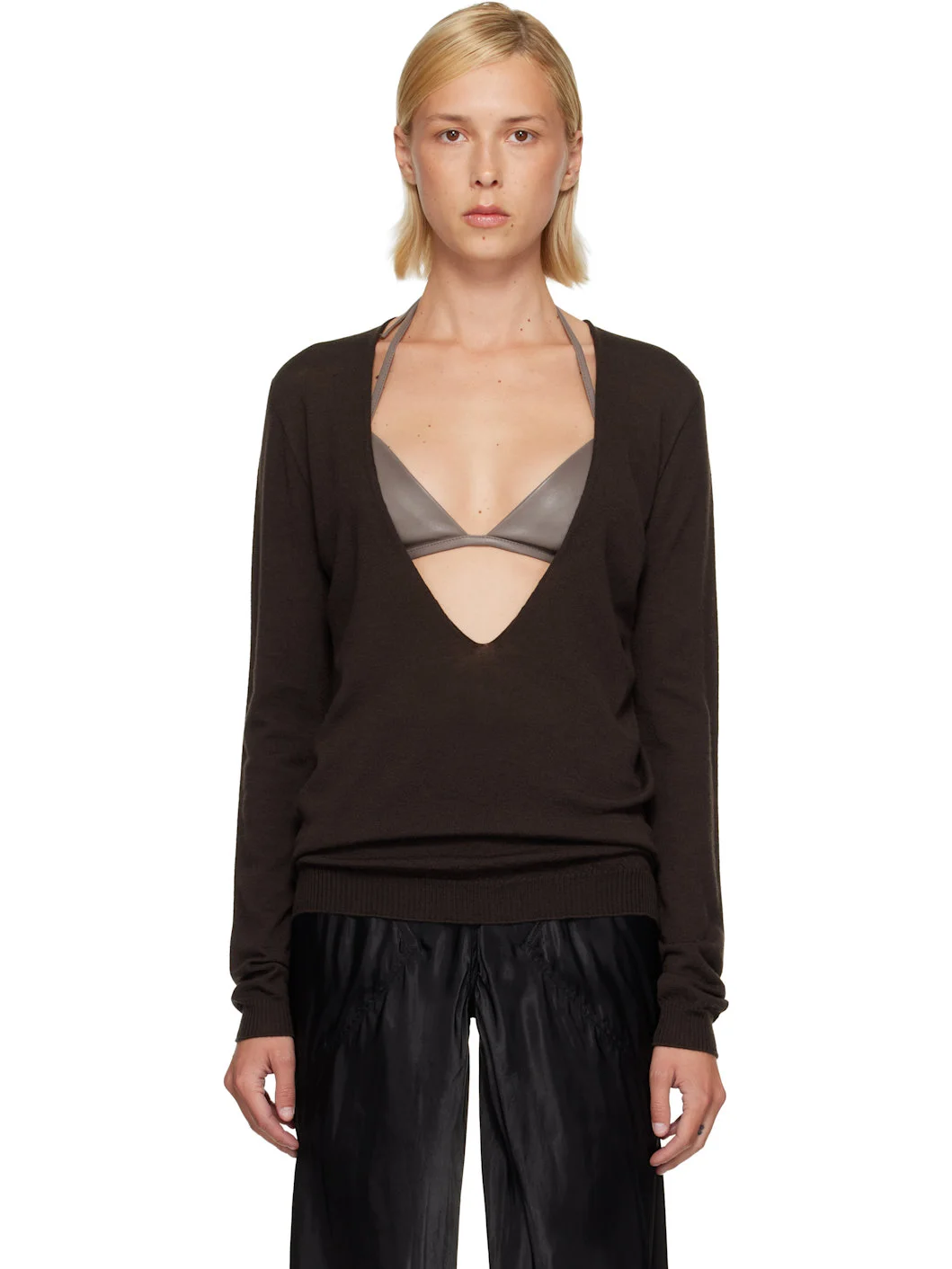 Brown Tower Extreme V-Neck Sweater - 1