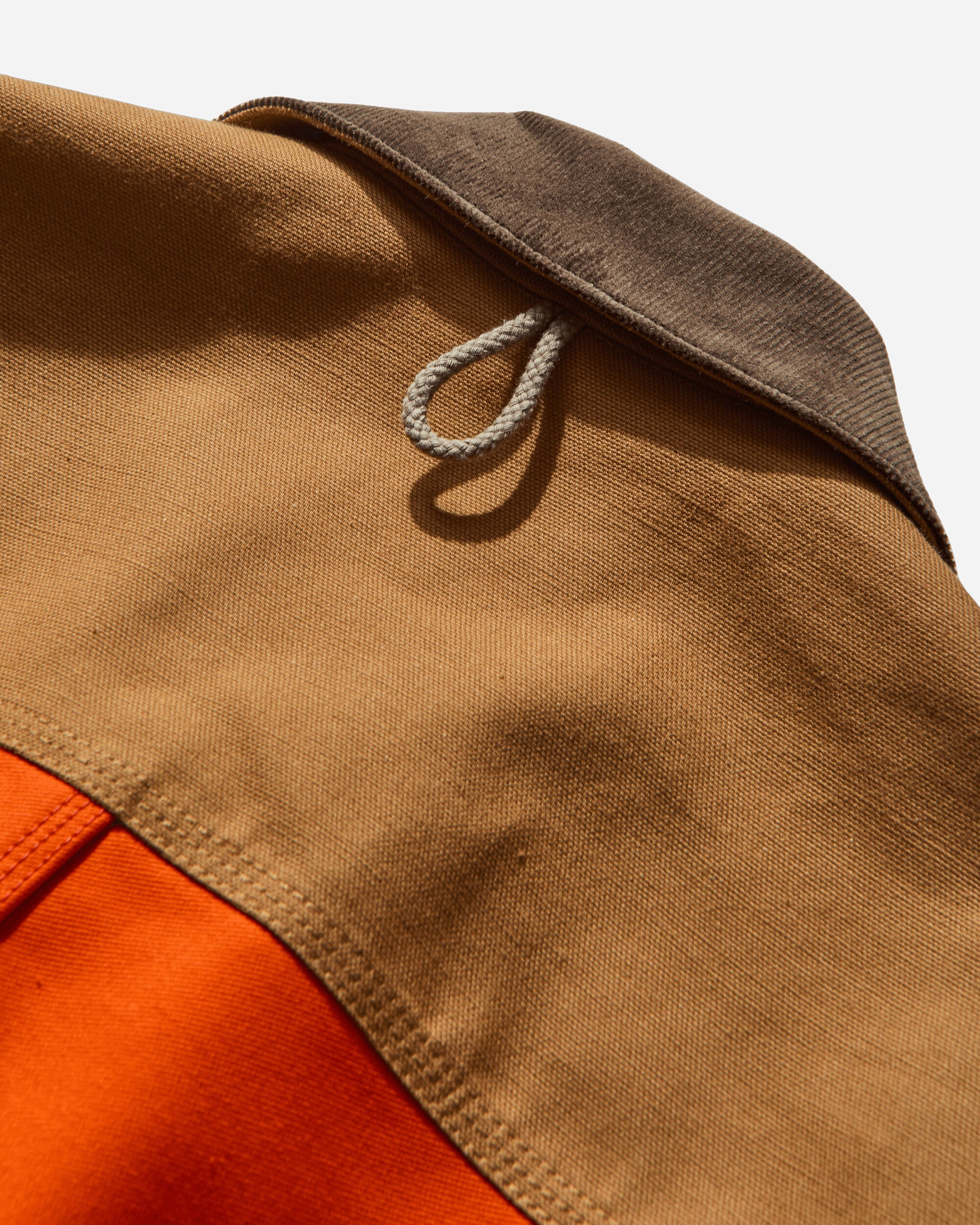 Men's Contrast Collar Jacket Orange / Brown - 4