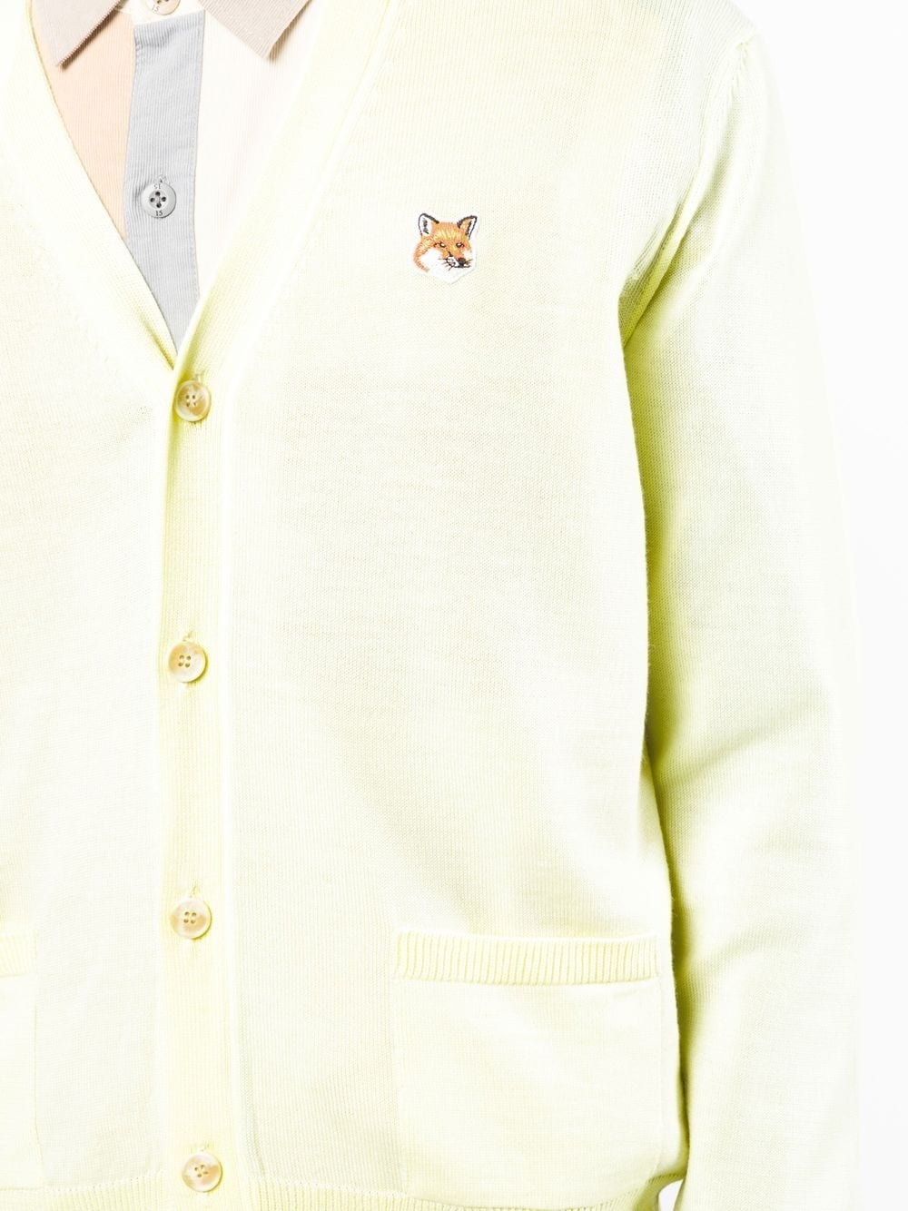 fox head logo-patch v-neck cardigan - 6