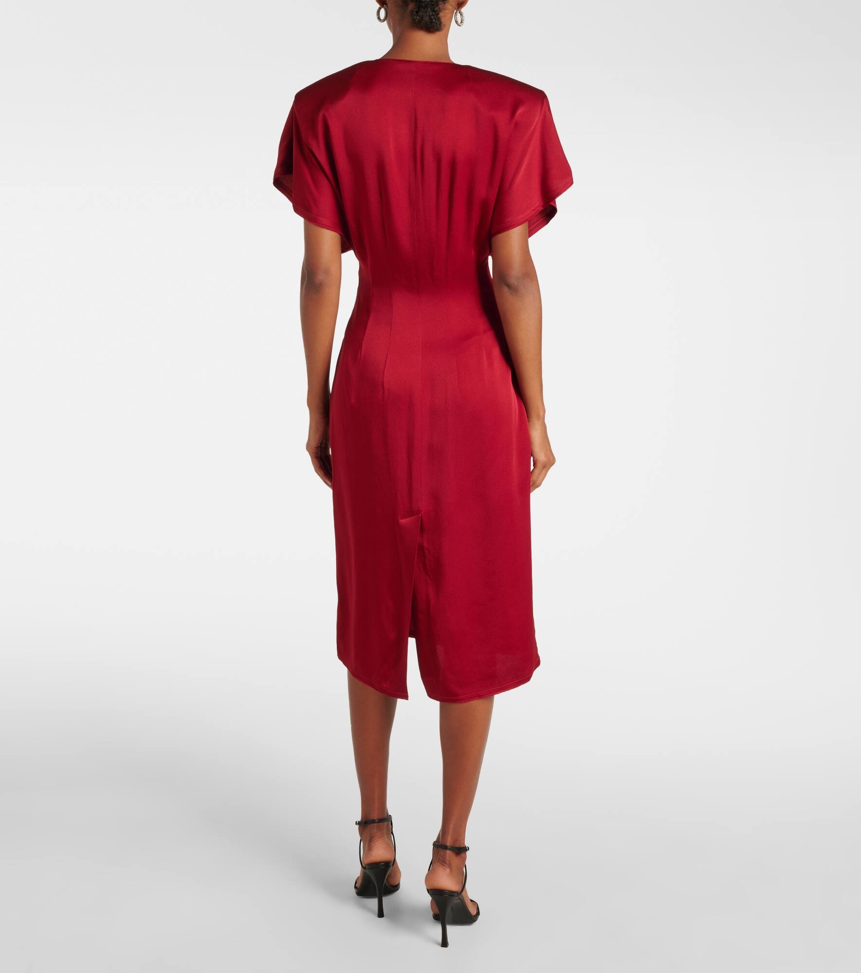 Draped satin midi dress - 3