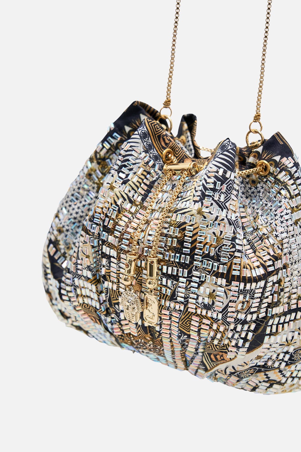 DRAWSTRING POUCH WITH CHAIN STRAP - 2