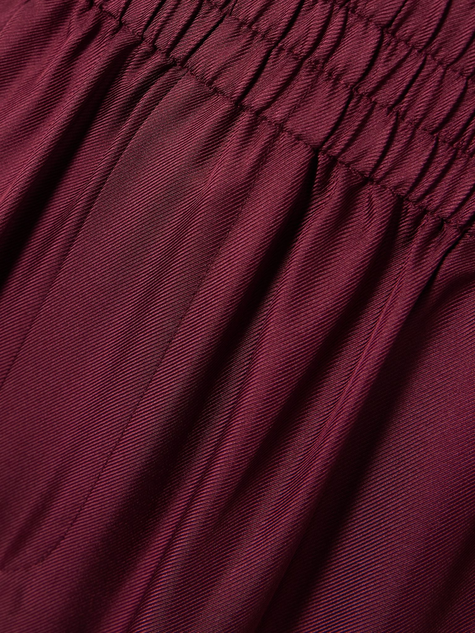 Silk-twill wide-leg track pants Burgundy - 4