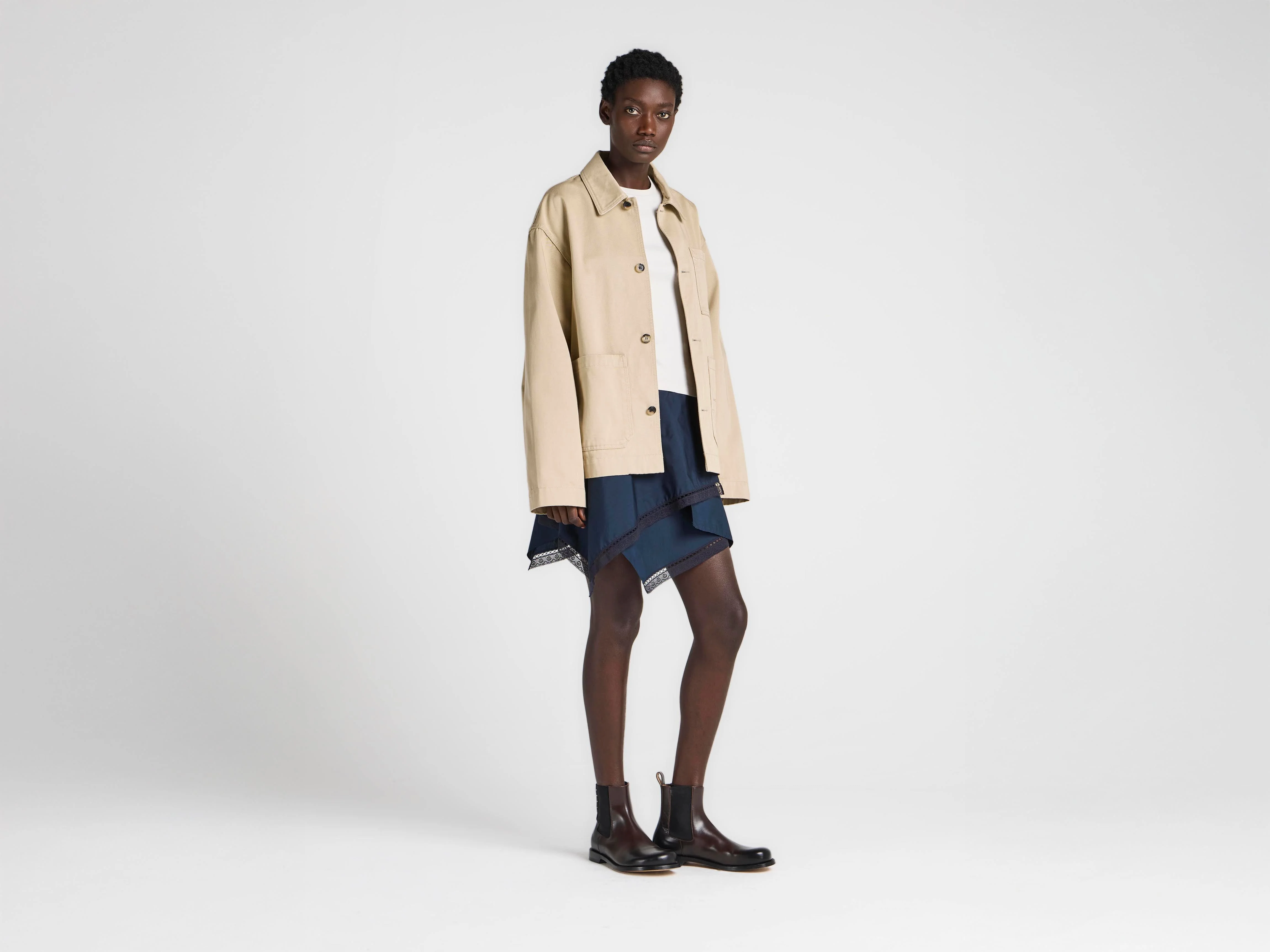 WOMENS PATCH POCKET JACKET IN BEIGE - 1