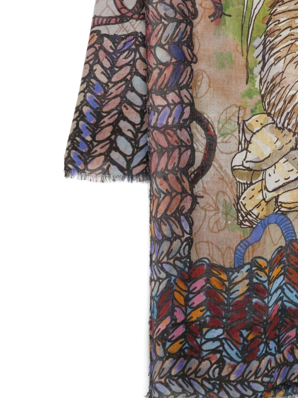 animal-print frayed-edge scarf - 3