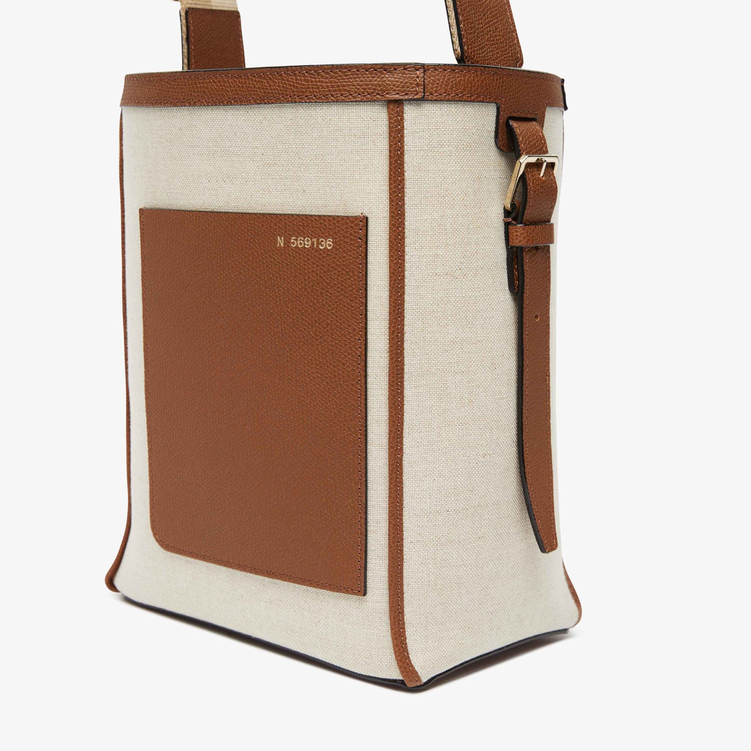Valextra – Soft Canvas Bucket Mini Sand / Chocolate - 2
