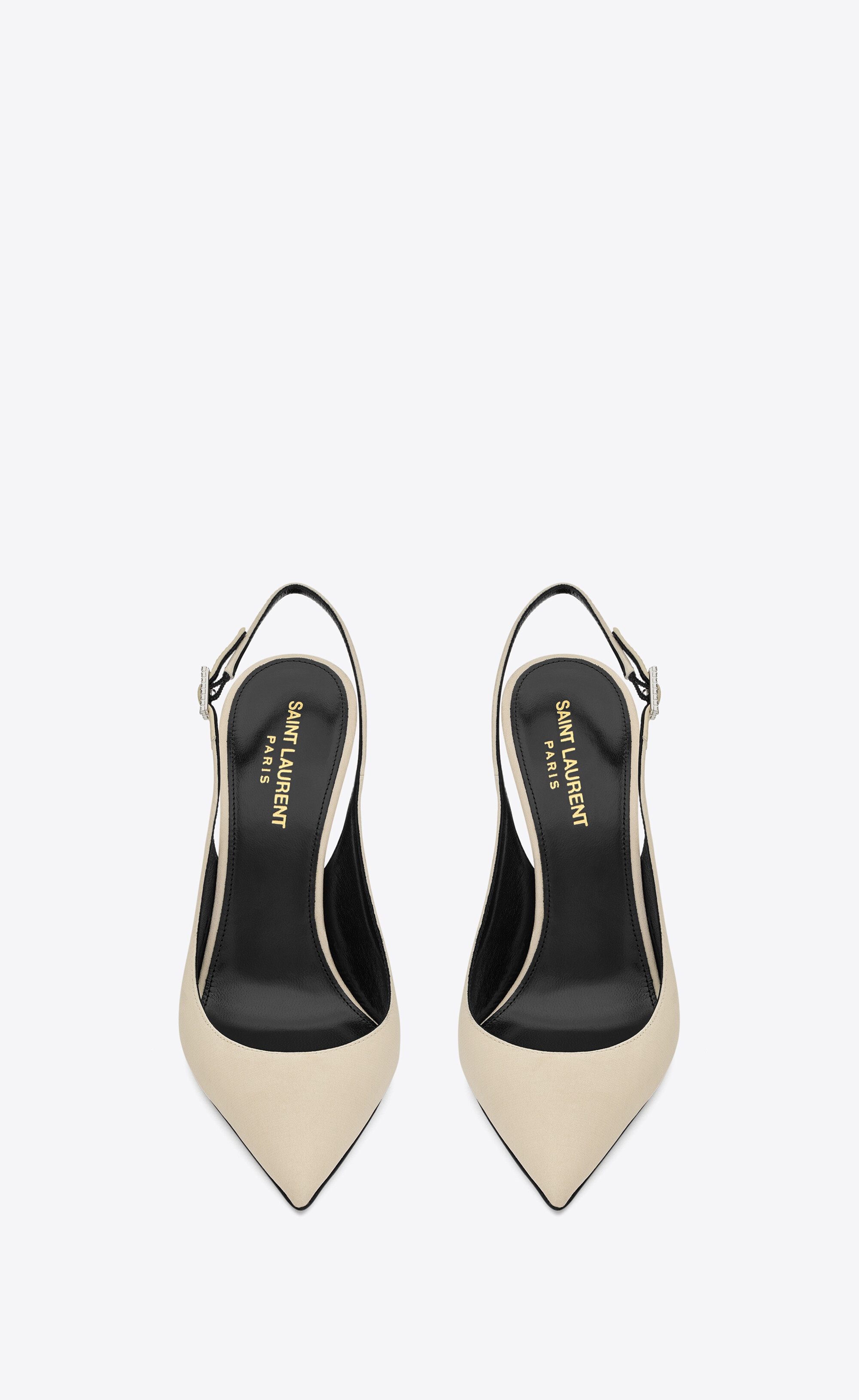 Chalk Ivette Woven Pointed-Toe Slingback Pumps - CHARLES